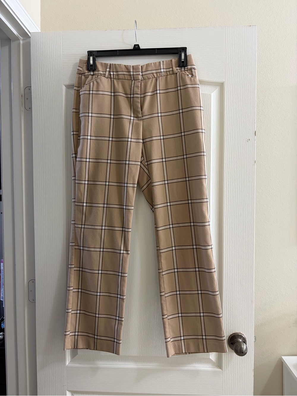 Cato Tan Plaid Straight-Leg Trousers